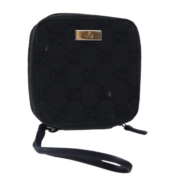 GUCCI GG Canvas Pouch Black Silver 039 1094 Auth - Picture 1 of 16
